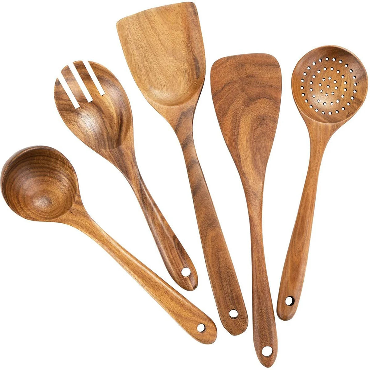 Rustic Kitchen Essentials – Wooden Spoon and Spatula Set with Storage