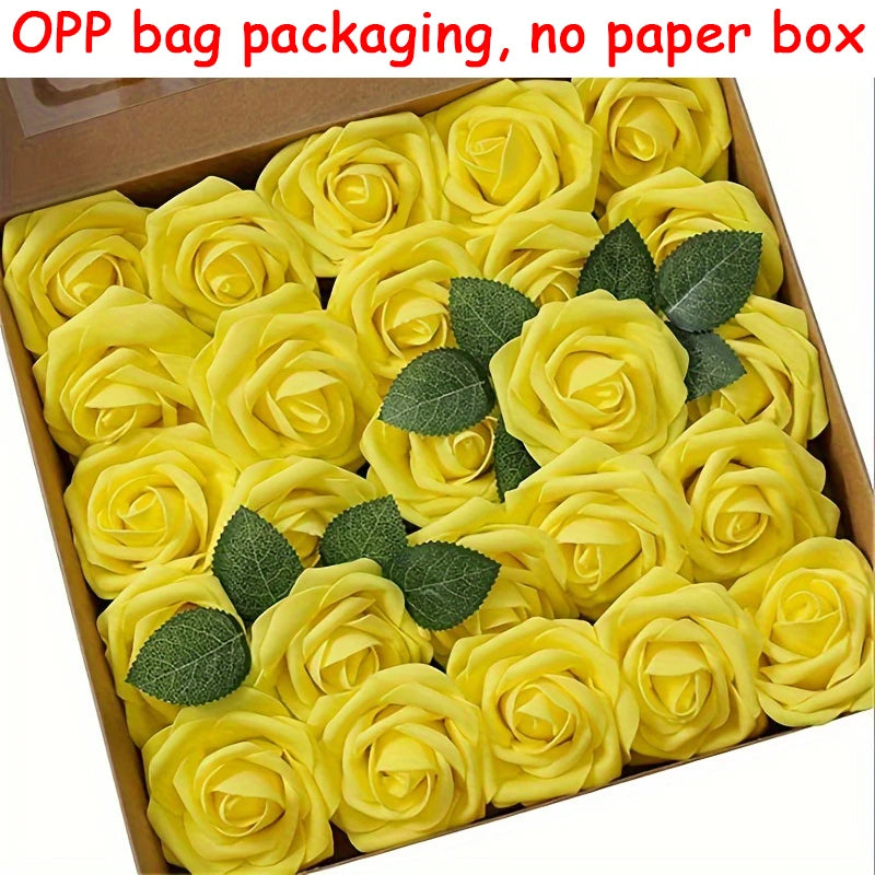 BlossomCraft 25 Artificial Roses with Stems – Elegant DIY Creations
