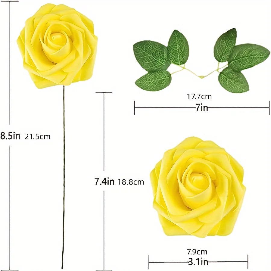 BlossomCraft 25 Artificial Roses with Stems – Elegant DIY Creations
