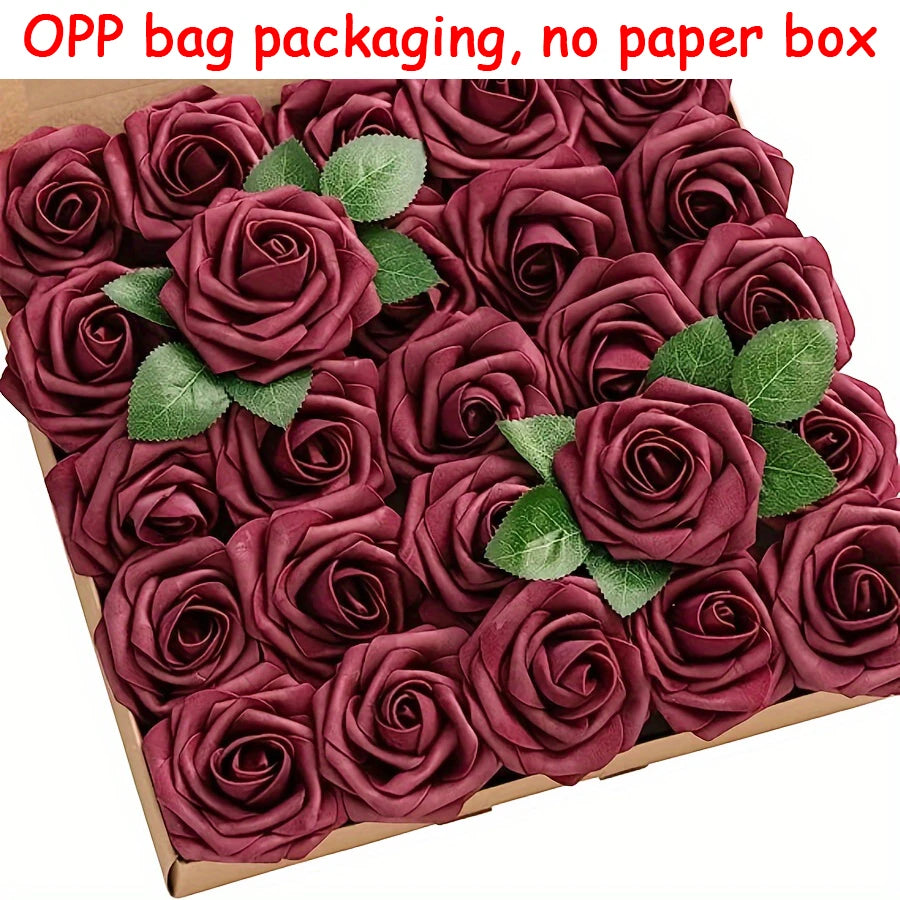 BlossomCraft 25 Artificial Roses with Stems – Elegant DIY Creations