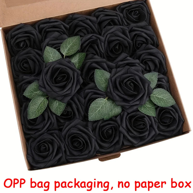 BlossomCraft 25 Artificial Roses with Stems – Elegant DIY Creations