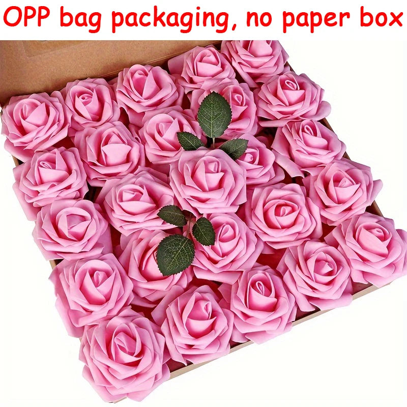 BlossomCraft 25 Artificial Roses with Stems – Elegant DIY Creations