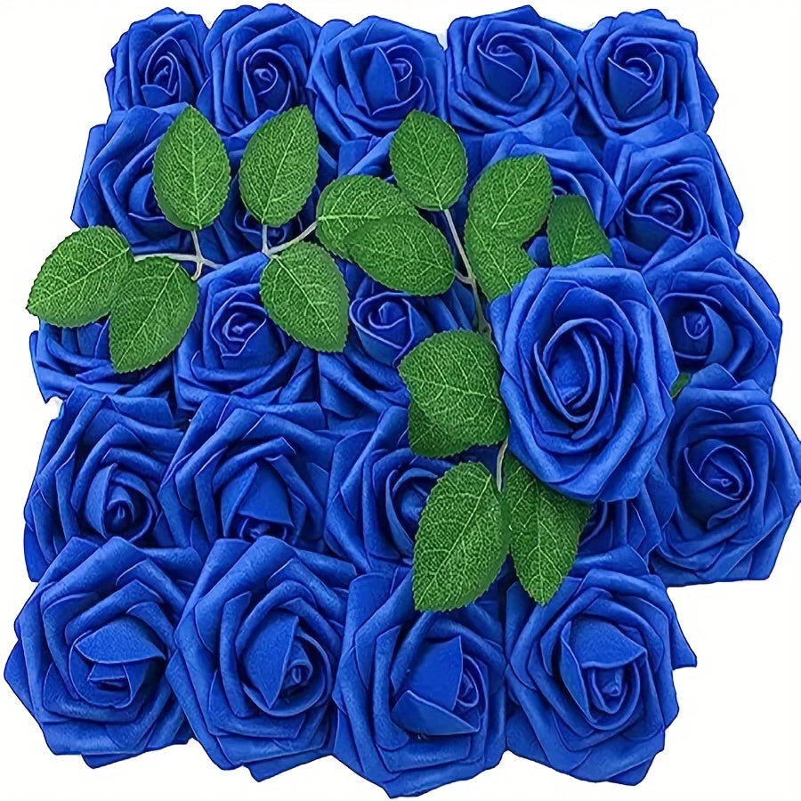 BlossomCraft 25 Artificial Roses with Stems – Elegant DIY Creations