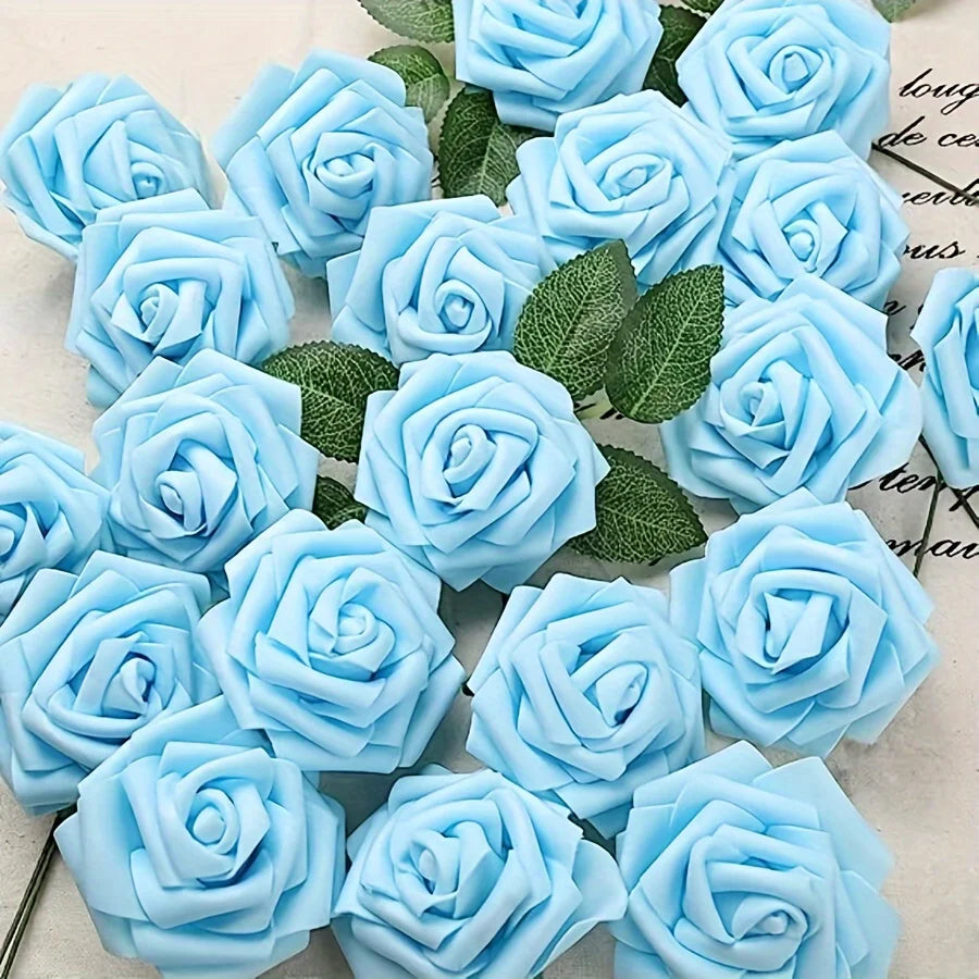 BlossomCraft 25 Artificial Roses with Stems – Elegant DIY Creations