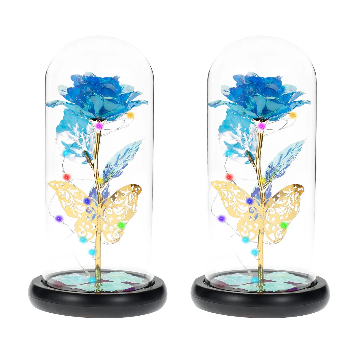 Timeless Beauty – Colourful LED Rose with Butterfly