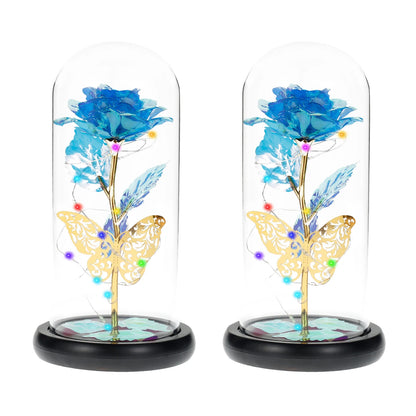Timeless Beauty – Colourful LED Rose with Butterfly
