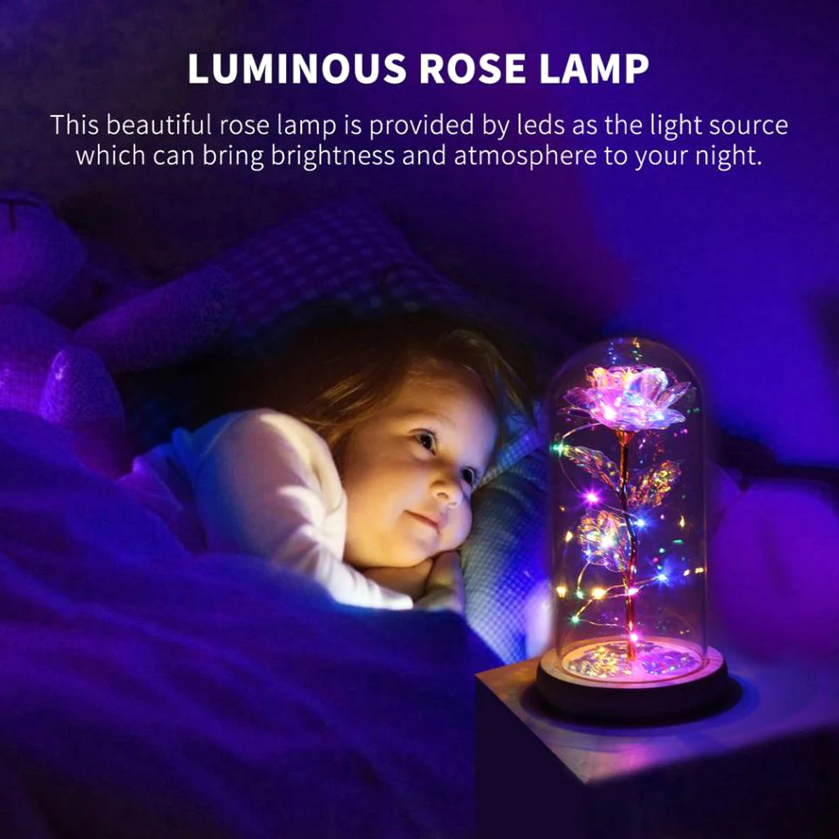 Timeless Beauty – Colourful LED Rose with Butterfly