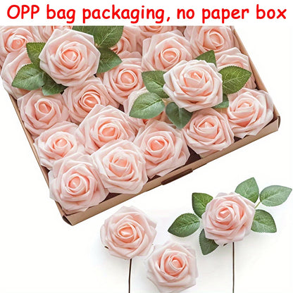 BlossomCraft 25 Artificial Roses with Stems – Elegant DIY Creations