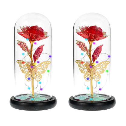 Timeless Beauty – Colourful LED Rose with Butterfly