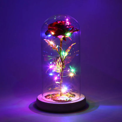 Timeless Beauty – Colourful LED Rose with Butterfly