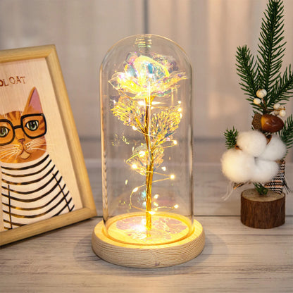 Timeless Beauty – Colourful LED Rose with Butterfly