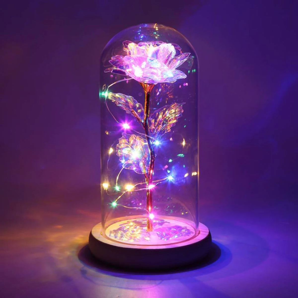 Timeless Beauty – Colourful LED Rose with Butterfly